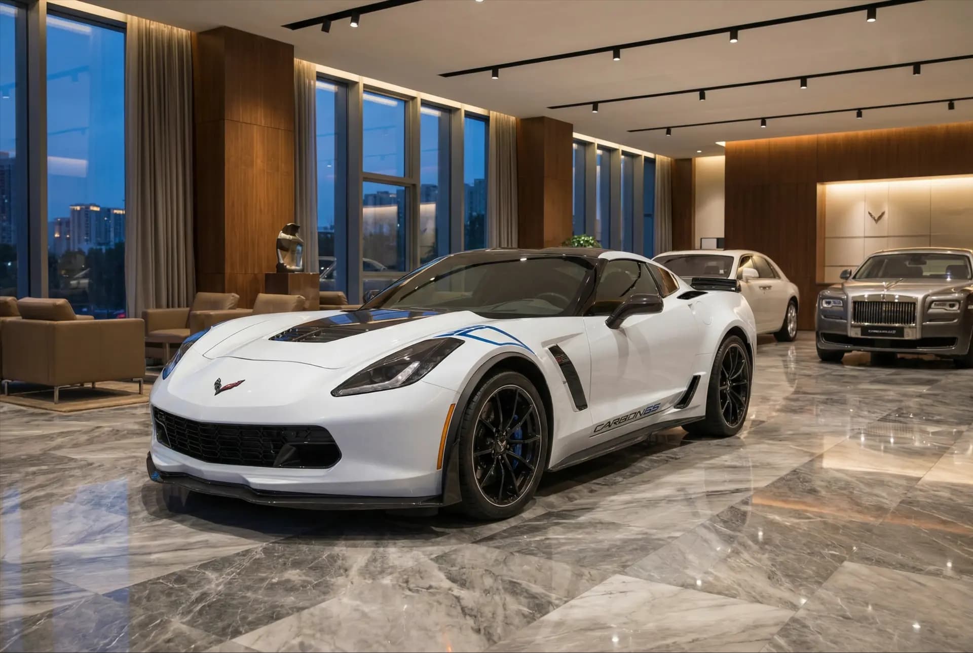 Car with Showroom background applied